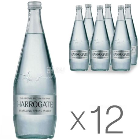 Harrogate, Вода минеральная газированная, 0,75 л х 12 шт., стекло