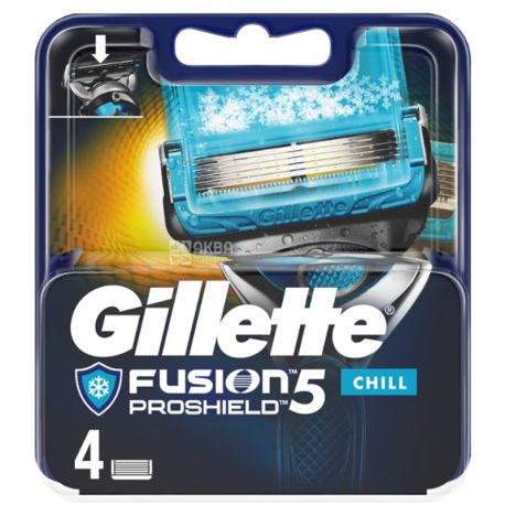 Gillitte Fusion 5. ProShield Chill, 4 шт., Змінні картриджі для гоління