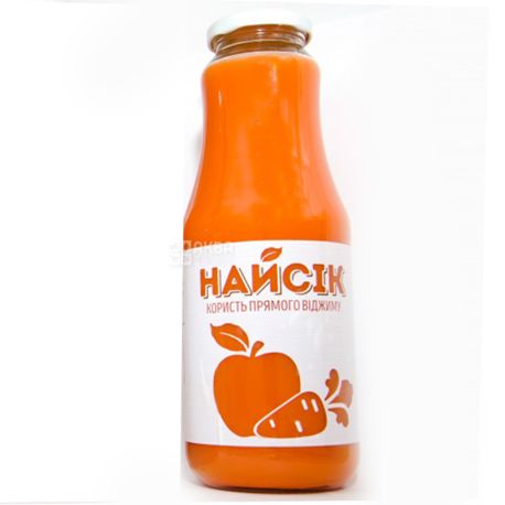 Найсик, Яблочно-морковный, 1 л, Сок прямого отжима, стекло