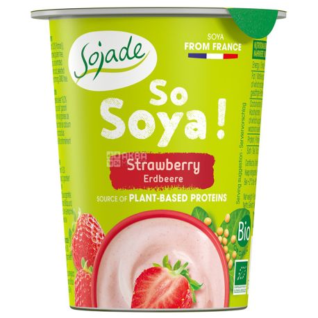 Sojade So Soya Strawberry Organic, 125 г, Сояде, Йогурт соєвий органічний, полуниця, без глютену і лактози