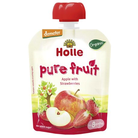 Пюре детское органическое, яблоко с клубникой, 90 г, ТМ Holle