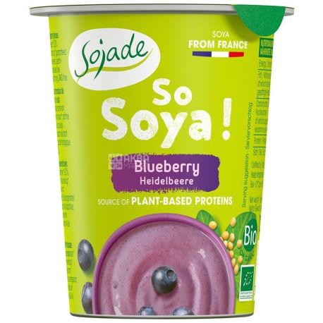 Sojade So Soya Blueberry Organic, 125 г, Сояде, Йогурт соевый органический, черника, без глютена и лактозы