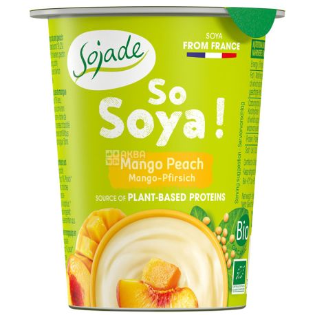 Sojade So Soya Mango Peach Organic, 125 г, Сояде, Йогурт соевый органический, манго и персик, без глютена и лактозы