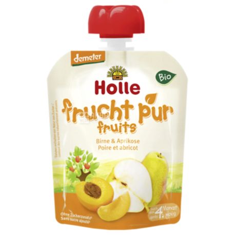 Пюре детское органическое, груша и абрикос, 90 г, ТМ Holle