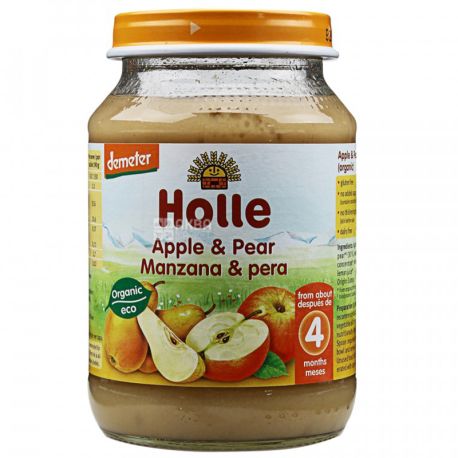 Organic baby puree, apple and pear, 190 g, TM Holle
