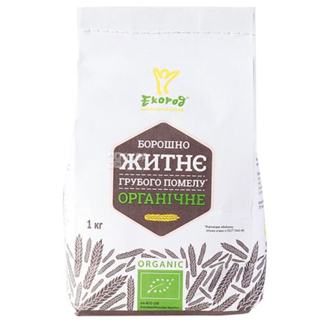 Екород, 1 кг, Борошно житнє, грубого помелу, органічне