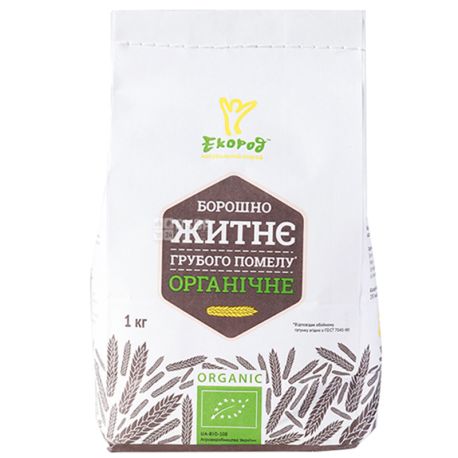 Organic rye flour, 1 kg, TM Ecorod