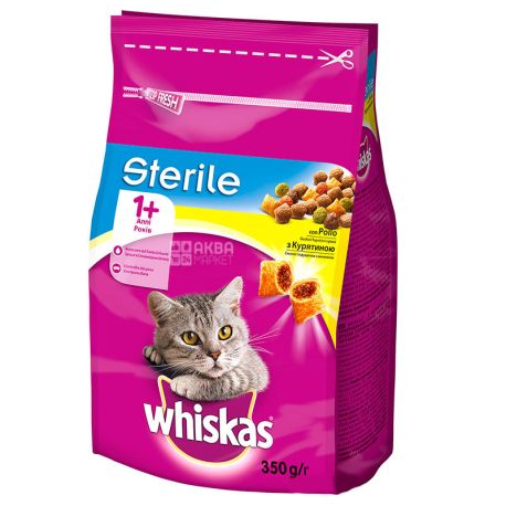 Whiskas, Сухой корм для стерилизованных котов, 350 г