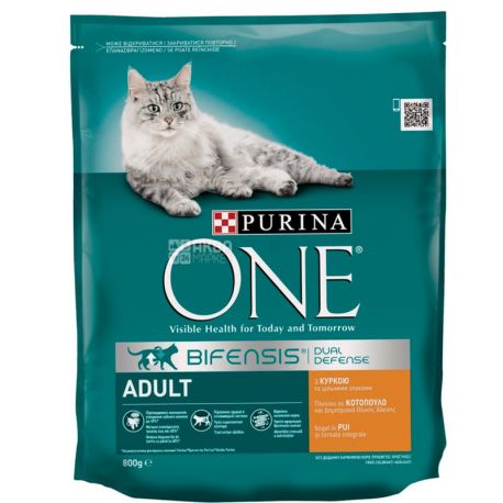 Purina One, 800 г, Сухий корм для дорослих котів зі смаком курки