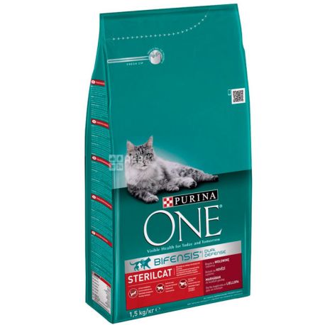 Purina One Dry cat food with beef Sterilcat 1.5 kg buy Wet