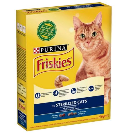 Friskies Sterilized Cat Food, Dry With Salmon and Vegetables, 270 g