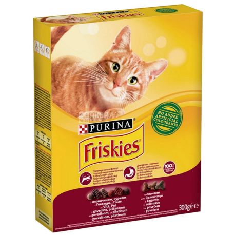 Friskies Cat food dry With beef chicken and vegetables for