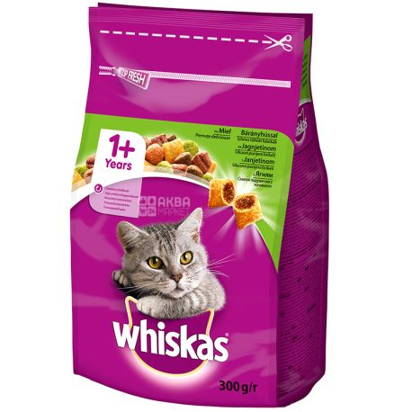 Whiskas, 300 г, Сухий корм для дорослих котів, з ягням