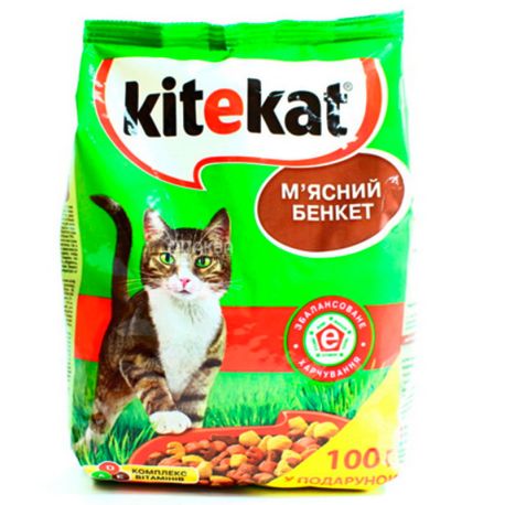 Kitekat, Корм для котов, Мясной банкет, 1 кг