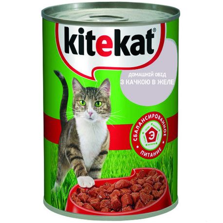 Kitekat, Консервированный корм для котов с уткой в желе, 400 г 