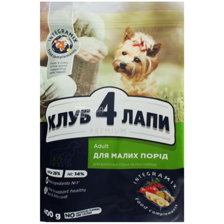 Клуб 4 Лапы, Корм сухой для собак маленьких пород, 400 г