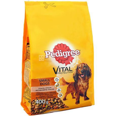 Pedigree, Food with the taste of poultry and vegetables for small dogs, dry, 400 g