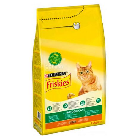 Friskies, 1,5 кг, Сухий корм для домашніх котів, з куркою