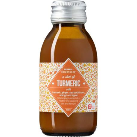 Organic Human, Shot of Turmeric, 0,1 л, Органік Хьюмен, Шот з куркуми, Напій соковий, органічний, скло