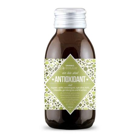 Organic Human, Bio shot Antioxidant, 0,1 л, Органік Х'юмен, Антиоксидантний шот, з імбиром і травами, Напій соковий, органічний