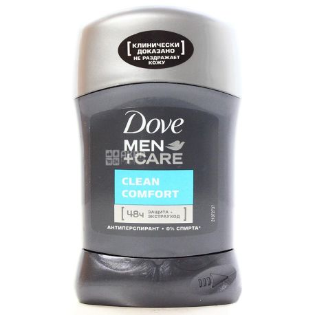 Dove Men, Care Clean Comfort, 50 мл, Дезодорант-антиперспірант, Сухий