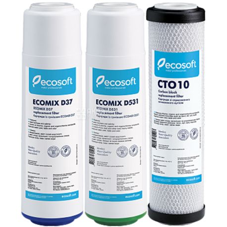 Ecosoft Набір покращених зміннихх картриджів для проточних фільтрів, 3 шт.