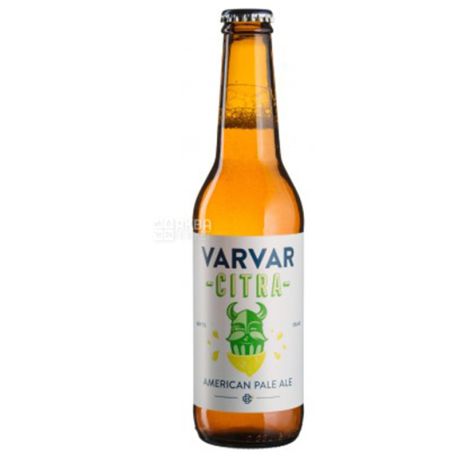 Varvar, Citra American Pale Ale, 0,33 л, Варвар, Пиво светлое нефильтрованное, Эль, стекло