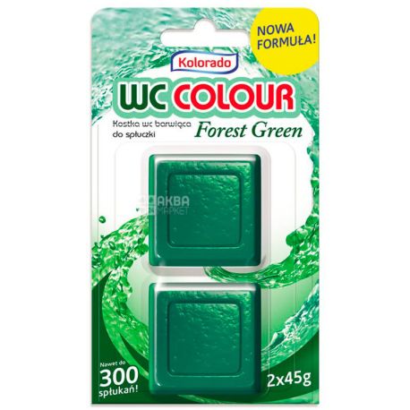 Kolorado, WC Color, 2 шт. х 45 г, Кубики для чищення унітазу, ефект зеленої води