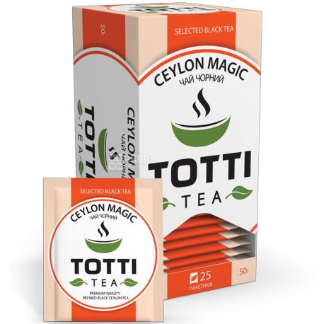 TOTTI Tea, Ceylon Magic, 25 пак., Чай Тотти, Магия Цейлона, черный
