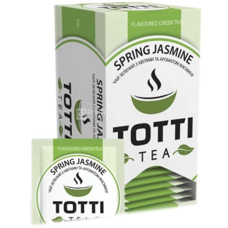 TOTTI Tea, Spring Jasmine, 25 пак., Чай Тотти, Весенний жасмин, зеленый