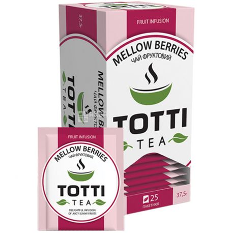 TOTTI Tea, Mellow berries, 25 пак., Чай Тотті, Соковиті ягоди, фруктовий з каркаде