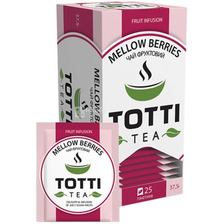 TOTTI Tea, Mellow berries, 25 пак., Чай Тотти, Сочные ягоды, фруктовый с каркадэ