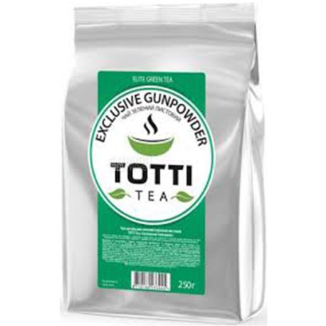 TOTTI Tea, Exclusive Gunpowder, 250 г, Чай Тотті, Ексклюзив Гандпаудер, зелений