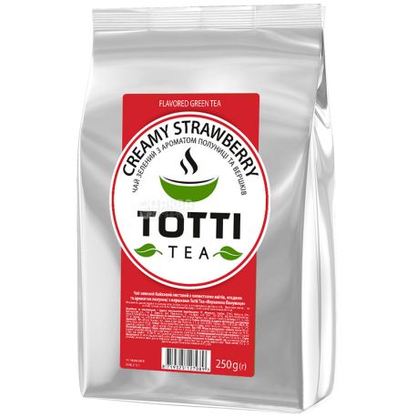 TOTTI Tea, Creamy Strawberry, 250 г, Чай Тотті, Полуниця з вершками, зелений
