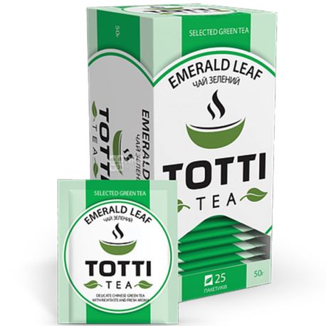 TOTTI Tea, Emerald Leaf, 25 пак., Чай Тотти, Изумрудный лист, зеленый