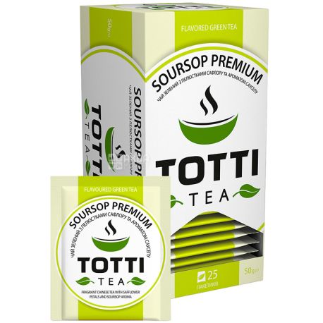 TOTTI Tea, Soursop Premium, 25 пак., Чай Тотті, Саусеп Преміум, зелений