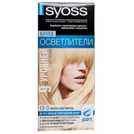 Syoss Professional Performance, Освітлювач-фарба для волосся, ультра блонд 13-0, 135 мл
