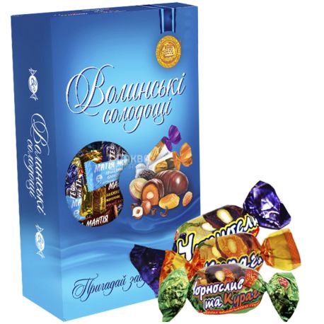 Волинські Солодощі, Чорнослив і Курага, набір цукерок, 500 г