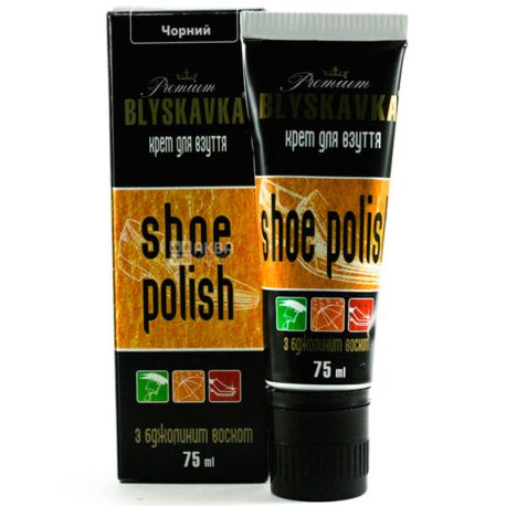 Shoe polish with applicator, black, 75 ml, TM Blyskavka
