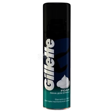Gillette Sensitive Skin, 300 мл, Пена для бритья, Для чувствительной кожи
