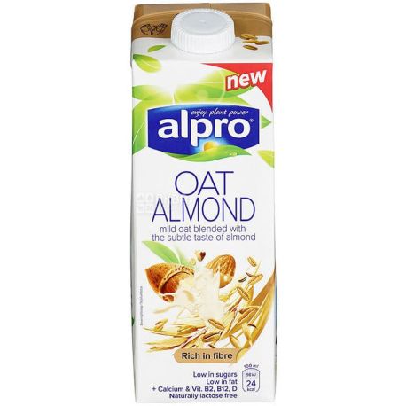 Alpro Almond and Oat, 1 л, Алпро, Мигдально-вівсяне молоко, вітамінізоване