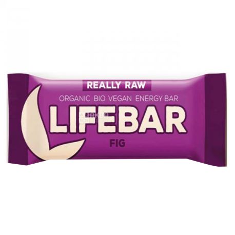 Енергетичний органічний батончик зі смаком інжиру, Lifebar, 47 г, ТМ Lifefood