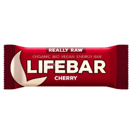 Energetic organic bar with cherry flavor, Lifebar 47 g, TM Lifefood