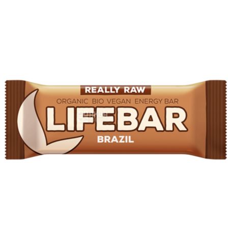 Energetic organic bar with Brazil nut flavor, Lifebar, 47 g, TM Lifefood