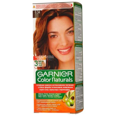 Garnier Color Naturals, Крем-фарба для волосся, Відтінок №6.34, Карамель, 110 мл
