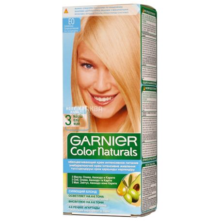 Garnier Color Naturals, Cream Hair Color, E0 Tint, Shining Super Blond, 110  ml - buy Cream hair dye in Kyiv, water delivery AquaMarket