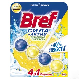 Bref Сила Актив, 1 шт., Блок для унітазу, Лимонна Свіжість