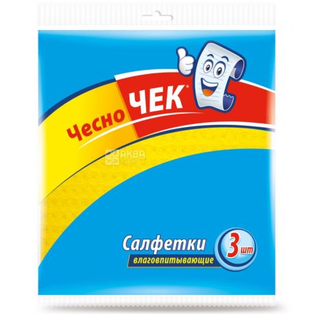 Чесно Чек, Салфетки влаговпитывающие, 3 шт.