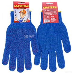 3D Master, 1 пара, Размер М-L, Перчатки рабочие, с покрытием ПВХ, синие