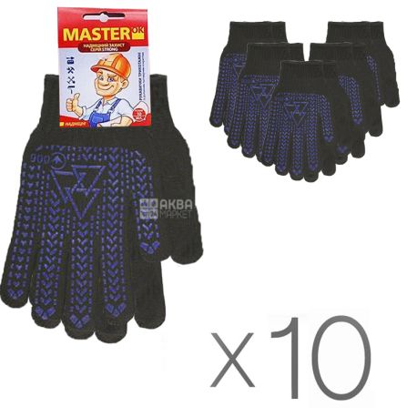 Перчатки, Удобные 40, черные, 10 шт, ТМ MasterOk